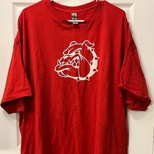 Red Graphic T-Shirt with Bulldog Design